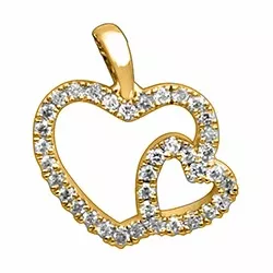 Hjerte diamantanheng i 14 karat gull 0,29 ct