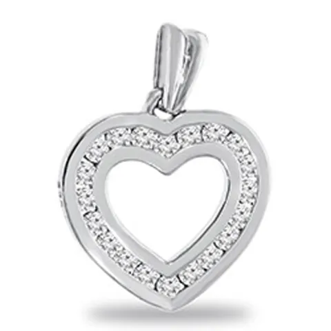 hjerte diamant anheng i 14 karat hvitt gull 0,20 ct