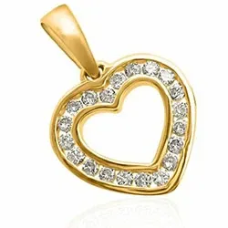 hjerte diamant anheng i 14 karat gull 0,20 ct