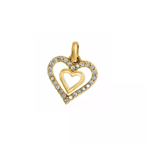 Trendy hjerte diamantanheng i 14 karat gull 0,13 ct