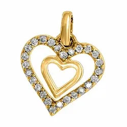 Trendy hjerte diamantanheng i 14 karat gull 0,13 ct