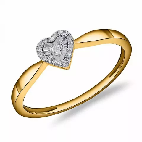 hjerte diamant gull ring i 14 karat gull med rhodium 0,08 ct