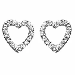 hjerte diamant ørestikker i 14 karat hvitt gull med diamant 