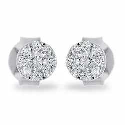 liten runde diamant ørestikker i 14 karat hvitt gull med diamant 