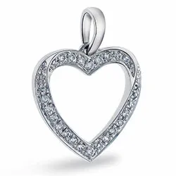 hjerte diamantanheng i 14 karat hvitt gull 0,09 ct