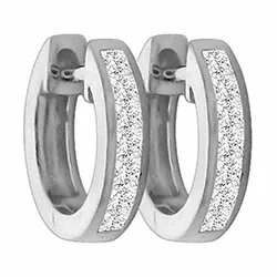 Diamant creol i 14 karat hvitt gull med diamanter 