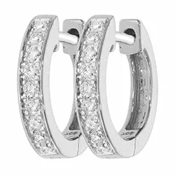 12 mm diamant creol i 14 karat hvitt gull med diamant