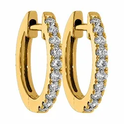 14 mm creol i 14 karat gull med diamant