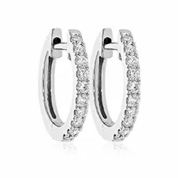 14 mm diamant creol i 14 karat hvitt gull med diamant