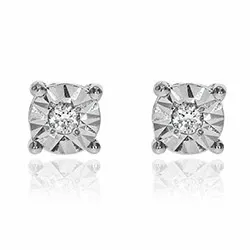 diamant ørestikker i 14 karat hvitt gull med diamant