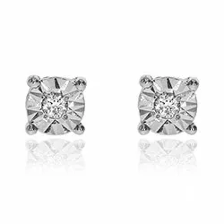 Liten diamant ørestikker i 14 karat hvitt gull med diamanter