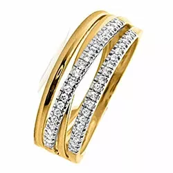 Bred diamant ring i 14 karat gull og hvitt gull 0,13 ct