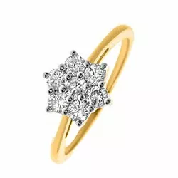 Stjerne diamant gull ring i 14 karat gull 0,36 ct