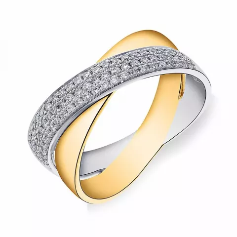 abstrakt diamant gull ring i 14 karat gull og hvitt gull 0,33 ct
