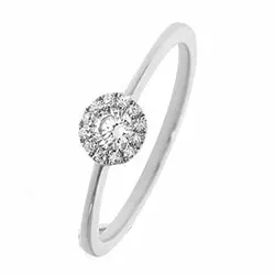 rund diamantring i 14 karat hvitt gull 0,16 ct