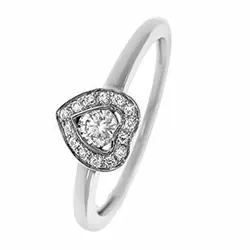 Hjerte diamant ring i 14 karat hvitt gull 0,18 ct