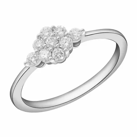 hvit diamant ring i 14 karat hvitt gull 0,33 ct