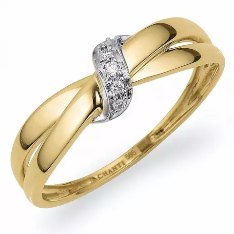 abstrakt diamant ring i 14 karat gull med rhodium 0,03 ct