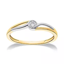 abstrakt diamant ring i 14 karat gull og hvitt gull 0,06 ct