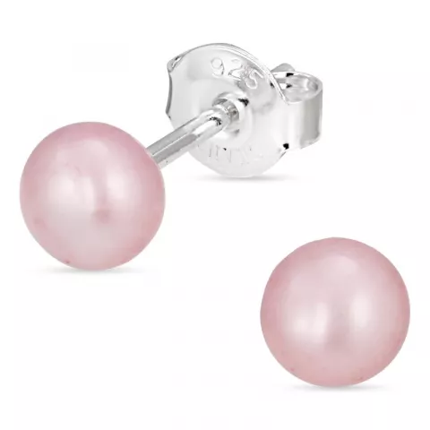 5-5,5 mm rosa perleørepynt i sølv