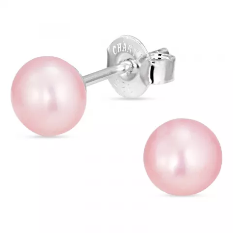 6-6,5 mm rosa perleørepynt i sølv