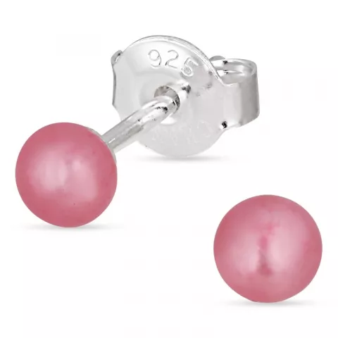 4-4,5 mm rosa perleørepynt i sølv