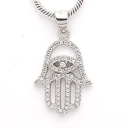 hamsas hånd zirkon anheng i sølv