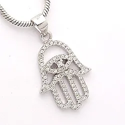 hamsas hånd zirkon anheng i sølv