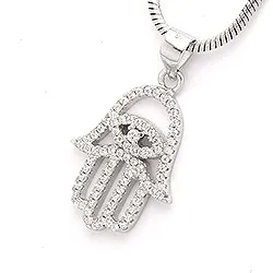 hamsas hånd zirkon anheng i sølv