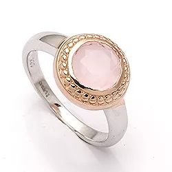 Rund ring i rosabelagt sølv med sølv
