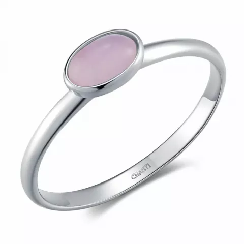 Oval rosa ring i sølv
