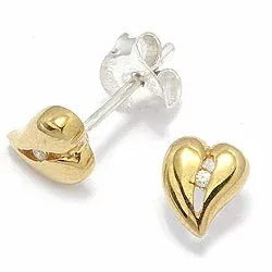 Hjerte ørestikker i forgylt sølv