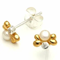 øredobber i sølv med forgylt sølv