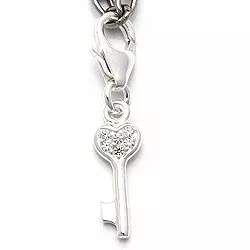 nøkkel zirkon charm i sølv 