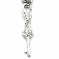 nøkkel zirkon charm i sølv