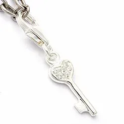nøkkel zirkon charm i sølv