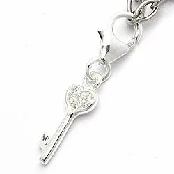 nøkkel zirkon charm i sølv