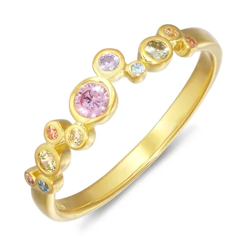 rosa zirkon ring i forgylt sølv