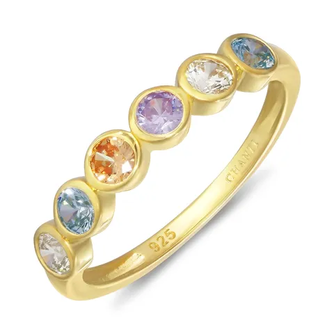 multifarget zirkon ring i forgylt sølv - Bubbly Twist