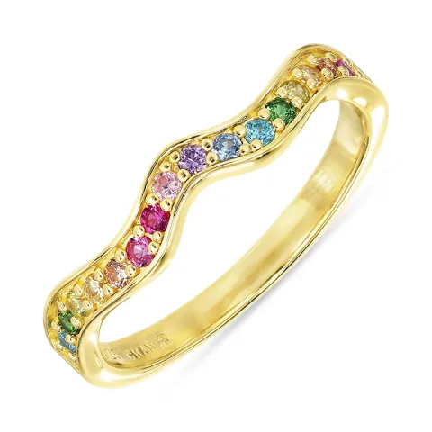 multifarget zirkon ring i forgylt sølv