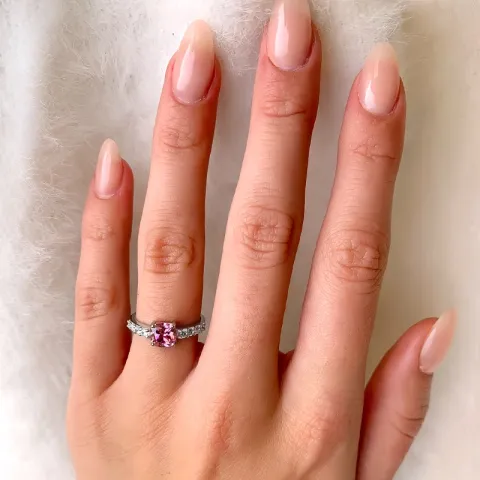 rosa zirkon ring i sølv