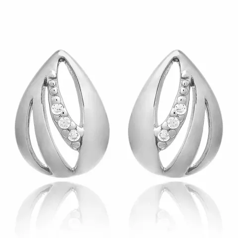 Store dråpe zirkon øredobber i sølv