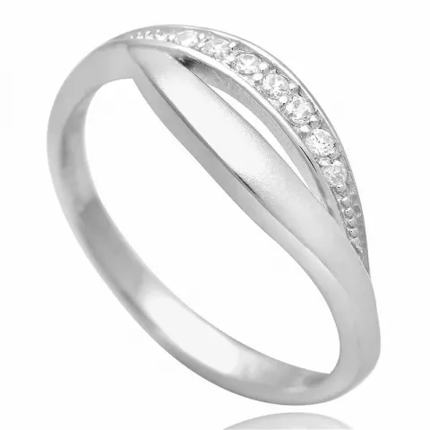 Sandblåst hvit zirkon ring i sølv