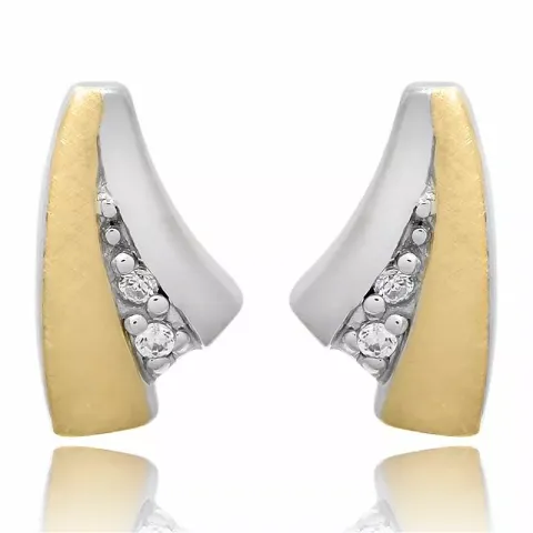 Billiige zirkon øredobber i sølv med forgylt sølv