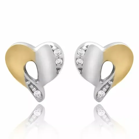 Blanke  hjerte zirkon øredobber i forgylt sølv med sølv