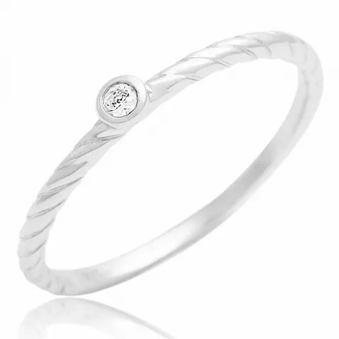 Elegant strukturert zirkon ring i sølv