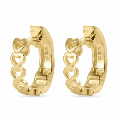 14 mm hjerte creol i forgylt sølv