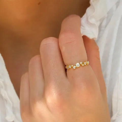 hvit zirkon ring i forgylt sølv - Bubbly Sparkle