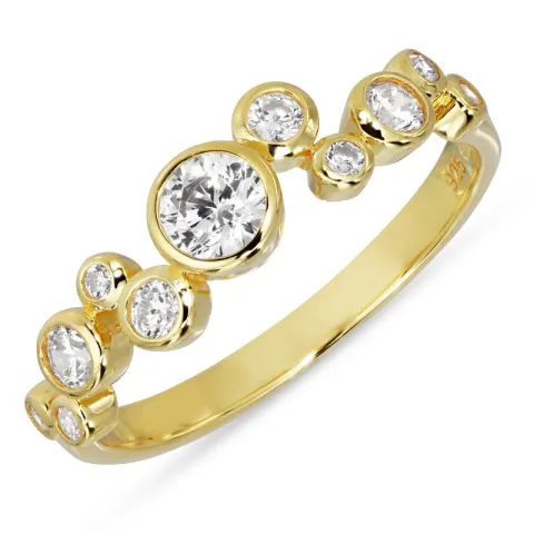 hvit zirkon ring i forgylt sølv - Bubbly Sparkle