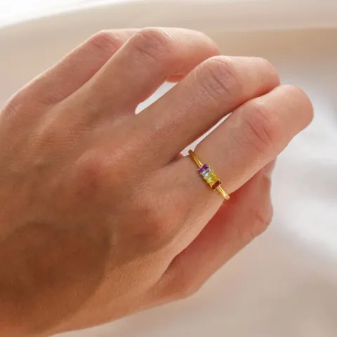 multifarget zirkon ring i forgylt sølv